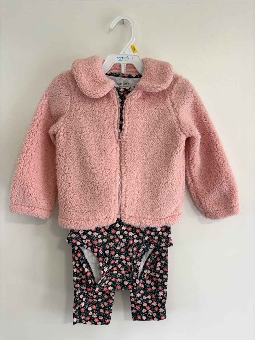 Carter’s 24M 3-Piece Pink Sherpa Jacket Floral Outfit Set